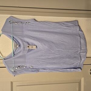 Express Light Blue Embellished Women's Top